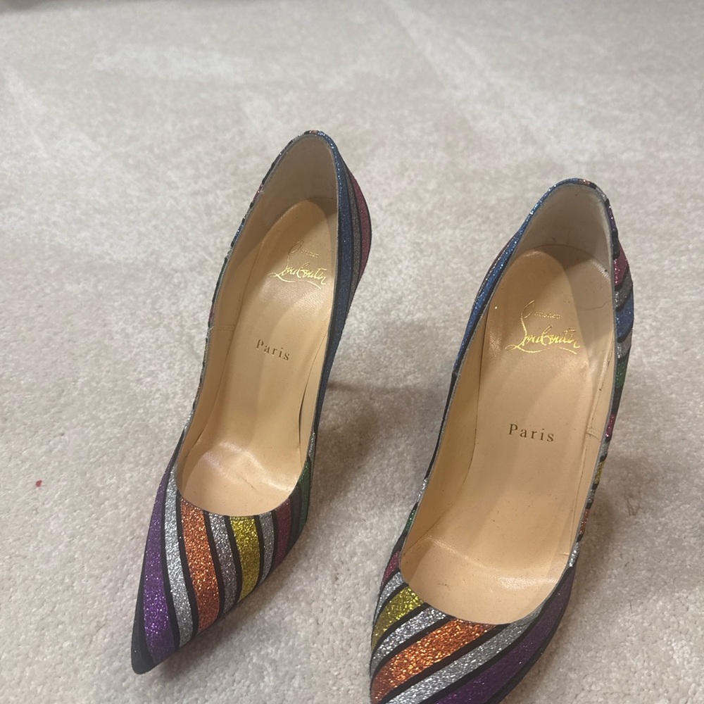 Christian Louboutin Glitter Striped Heels